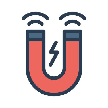 Mıknatıs çekmek güç beyaz arka plan, vektör, illüstrasyon izole düz simge