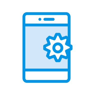 Beyaz arka plan, vektör, illüstrasyon izole vites düz simgesi ile Smartphone perde