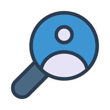 Beyaz arka plan, vektör, illüstrasyon izole avatar düz simgesi olan Büyüteç