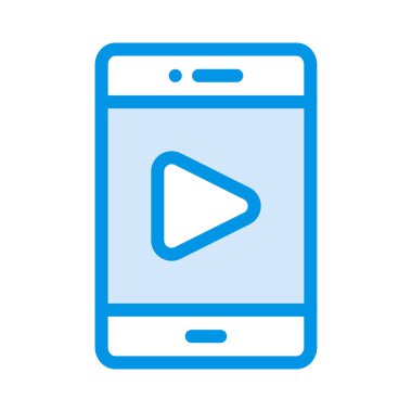 Smartphone ekran ile oyun düğme düz simgesi beyaz arka plan, vektör, illüstrasyon izole