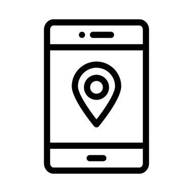 harita tanıtıcısında konumu bir smartphone ekran düz stil ikonu, vektör çizim 