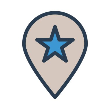 harita göstergesi yıldız düz stil ikonu, vektör çizim ile 