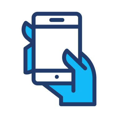 el düz simgesi beyaz arka plan, vektör, illüstrasyon izole içinde Smartphone perde