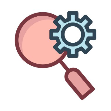 Vektör çizimi büyüteç ve dişli simgesini 