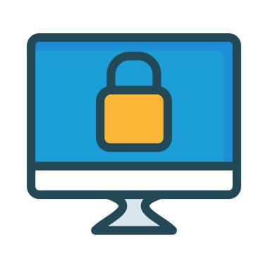 bilgisayar monitörü kilit simge vektör çizim ile 