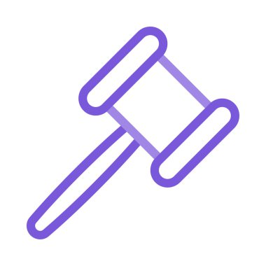 Yargıç çekiç düz simgesi beyaz arka plan, vektör, illüstrasyon izole