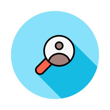 Beyaz arka plan, vektör, illüstrasyon izole avatar düz simgesi olan Büyüteç