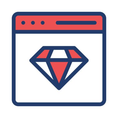 Elmas mücevher düz simgesi beyaz arka plan, vektör, illüstrasyon izole