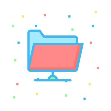 klasör düz simgesi beyaz arka plan, vektör, illüstrasyon izole