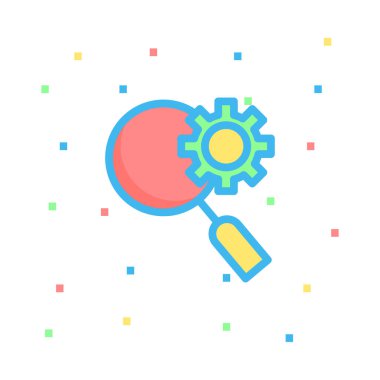 Vektör çizimi büyüteç ve dişli simgesini 