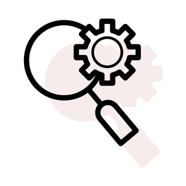 Vektör çizimi büyüteç ve dişli simgesini 