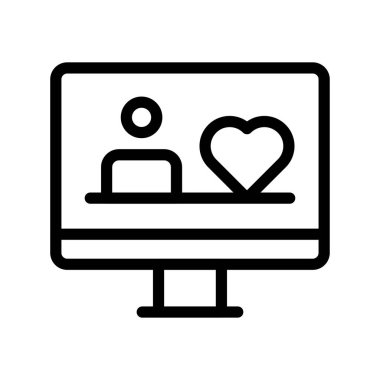 bilgisayar ekran düz stil ikonu, vektör çizim 