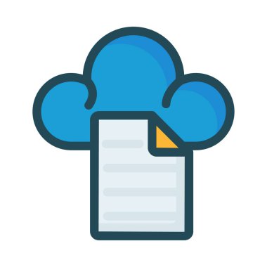 işletme belgesi ile bulut düz stil ikonu, vektör çizim  