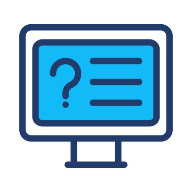 bilgisayar ekranında soru işareti düz stil ikonu, vektör çizim ile 