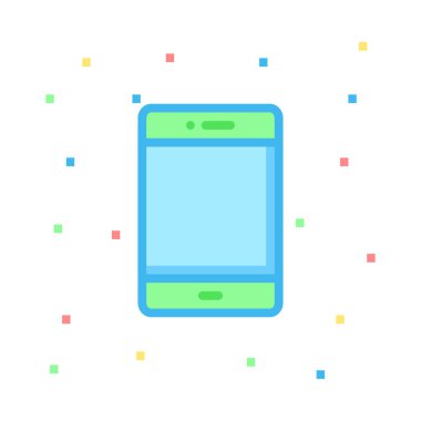 Beyaz arka plan, vektör, illüstrasyon izole smartphone ekran düz simgesi