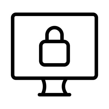 bilgisayar monitörü kilit simge vektör çizim ile 