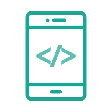 Beyaz arka plan, vektör, illüstrasyon izole smartphone ekran düz simgesi