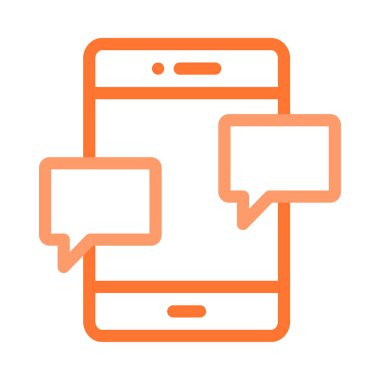 Sohbet konuşma balonları ile smartphone düz simgesi beyaz arka plan, vektör, illüstrasyon izole