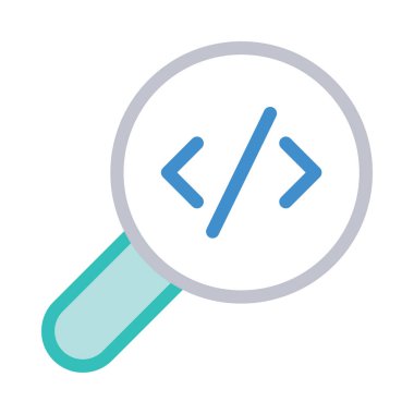 Büyüteç camı düz simgesi beyaz arka plan, vektör, illüstrasyon izole