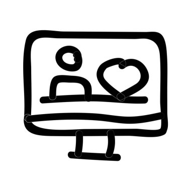 bilgisayar ekran düz stil ikonu, vektör çizim 