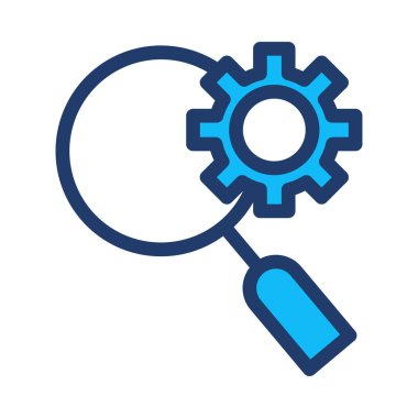 Vektör çizimi büyüteç ve dişli simgesini 