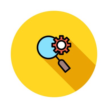 Vektör çizimi büyüteç ve dişli simgesini 