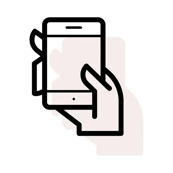 Smartphone Bildschirm Der Hand Flaches Symbol Isoliert Auf Weißem Hintergrund — Stockvektor