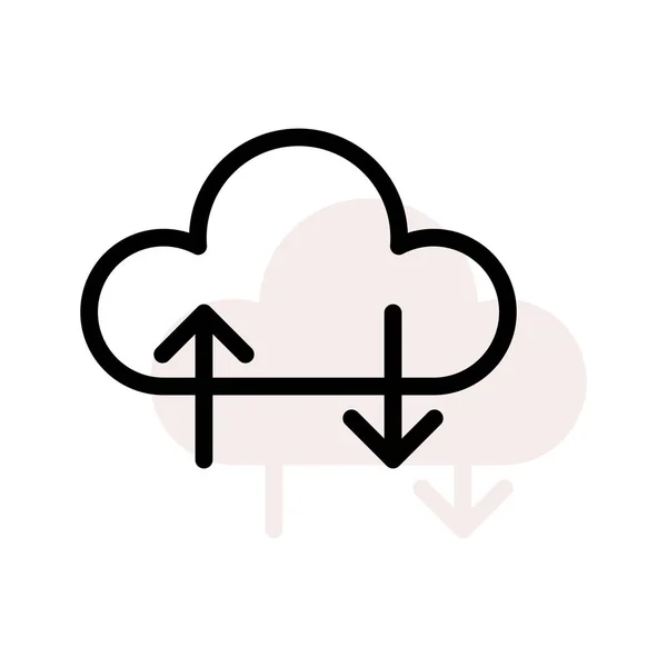 Nube Con Dos Flechas Icono Plano Aislado Sobre Fondo Blanco — Archivo Imágenes Vectoriales