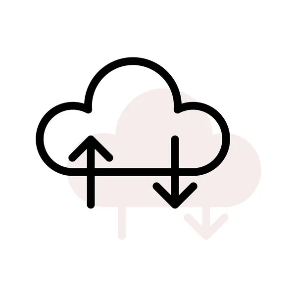 Cloud Met Twee Pijlen Platte Pictogram Geïsoleerd Een Witte Achtergrond — Stockvector