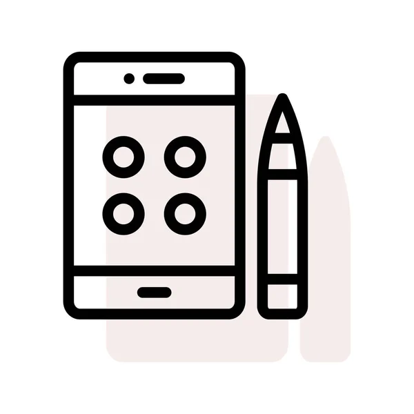 Tablet Screen Pencil Vector Illustration — Stock Vector