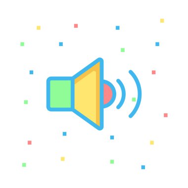 Beyaz arka plan üzerinde vektör illüstrasyon izole hoparlör simgesini 