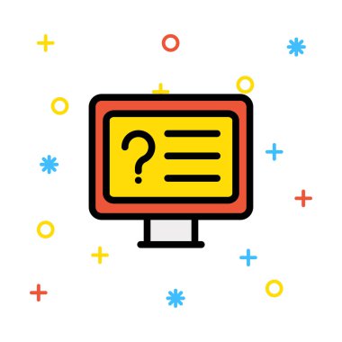 bilgisayar ekranı ile mektup düz stil ikonu, vektör çizim 