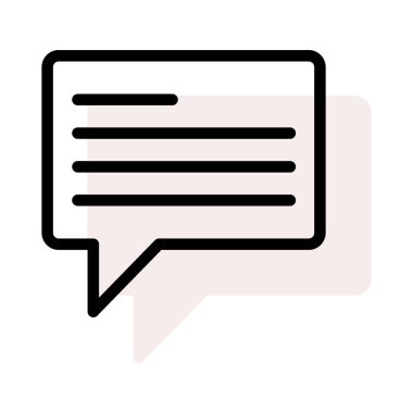 Sohbet konuşma balonu düz beyaz arka plan, vektör, illüstrasyon izole simgesinin