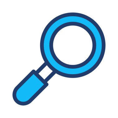 Büyüteç camı düz simgesi beyaz arka plan, vektör, illüstrasyon izole