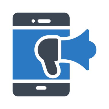 Beyaz arka plan, vektör, illüstrasyon izole hoparlör düz simgesi ile Smartphone perde