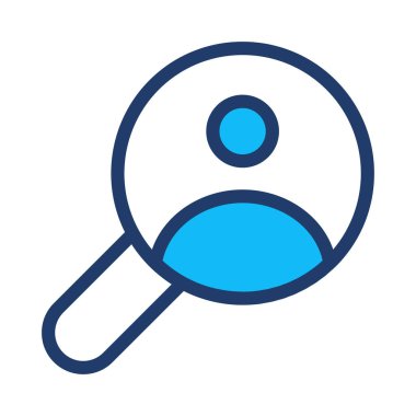 Beyaz arka plan, vektör, illüstrasyon izole avatar düz simgesi olan Büyüteç