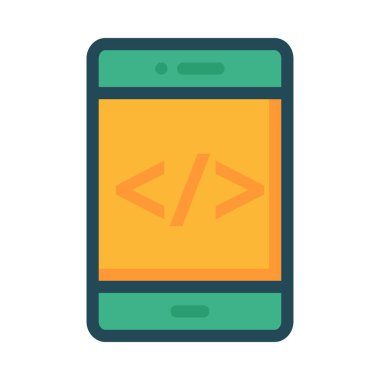 Beyaz arka plan, vektör, illüstrasyon izole smartphone ekran düz simgesi