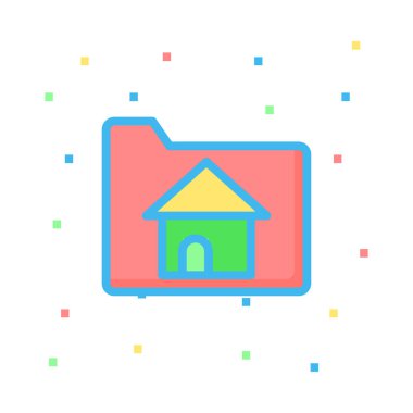 Beyaz arka plan, vektör, illüstrasyon izole işareti simgesi düz ev ile klasör