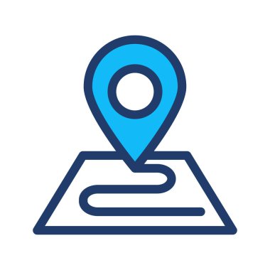 tanıtıcısında konumu harita düz stil ikonu, vektör çizim 