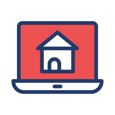 house simge vektör çizim ile dizüstü bilgisayar 