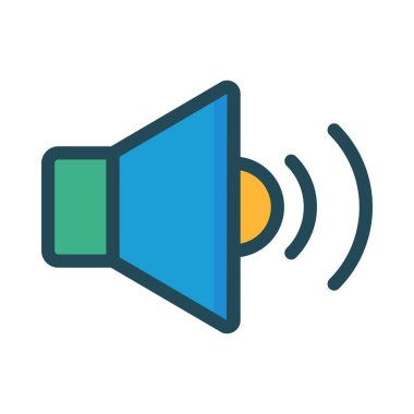 Beyaz arka plan üzerinde vektör illüstrasyon izole hoparlör simgesini 