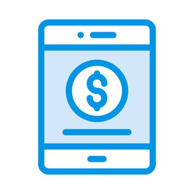 Beyaz arka plan, vektör, illüstrasyon izole doları sembolü düz simgesi ile Smartphone ekran