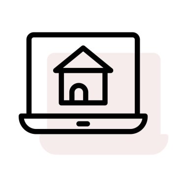 house simge vektör çizim ile dizüstü bilgisayar 