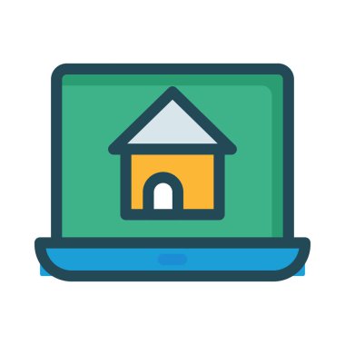 house simge vektör çizim ile dizüstü bilgisayar 