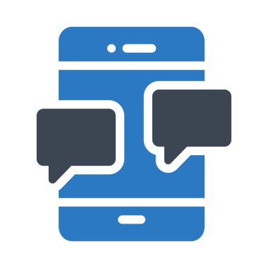 Sohbet konuşma balonları ile smartphone düz simgesi beyaz arka plan, vektör, illüstrasyon izole