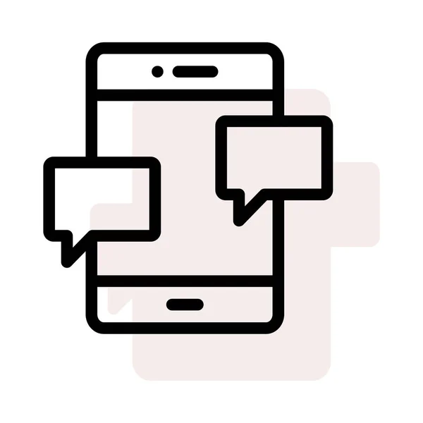 Chat Speech Bubbles Smartphone Flat Icon Isolated White Background Vector — Stock Vector