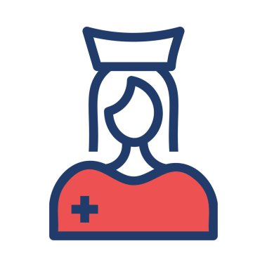 Hemşire düz simgesi, vektör, illüstrasyon