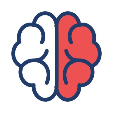 insan beyni düz simgesi, vektör, illüstrasyon