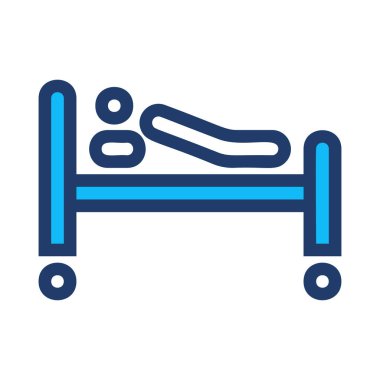 hasta hastane yatak düz simgesi, vektör, illüstrasyon