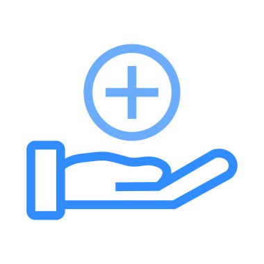 el ile artı izole beyaz arka plan, vektör, illüstrasyon, sağlık logo üzerinde düz simgesi